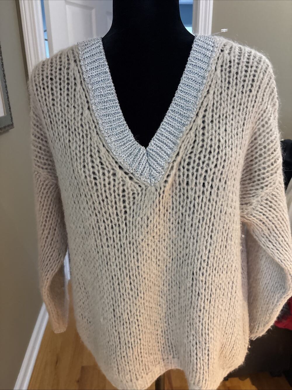 Vintage Women's Scandal Made in Italy Mohair Wool Blend Chunky Knit Sweater sz L